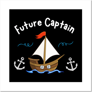 In Future To Be Captain Sailboat Sailing Sea Kids Posters and Art